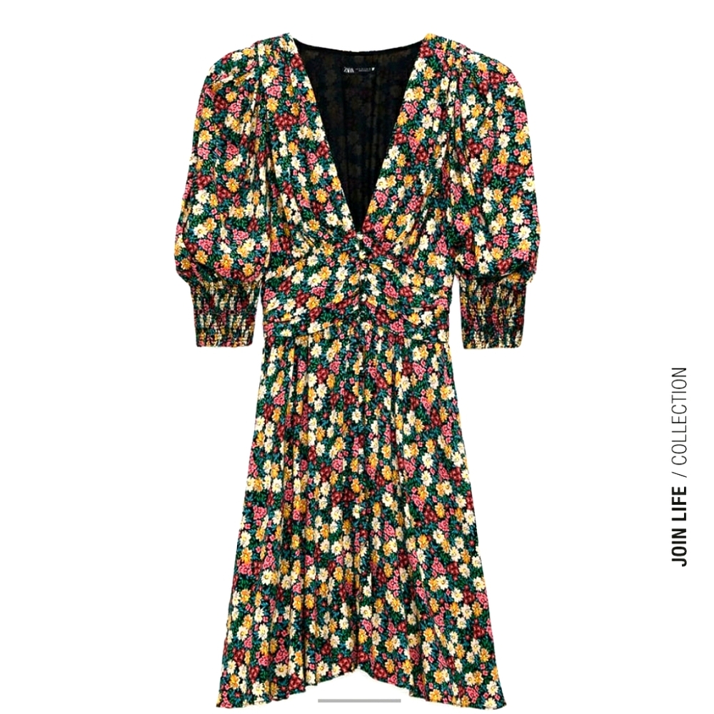 Printed Shoulder pad dress